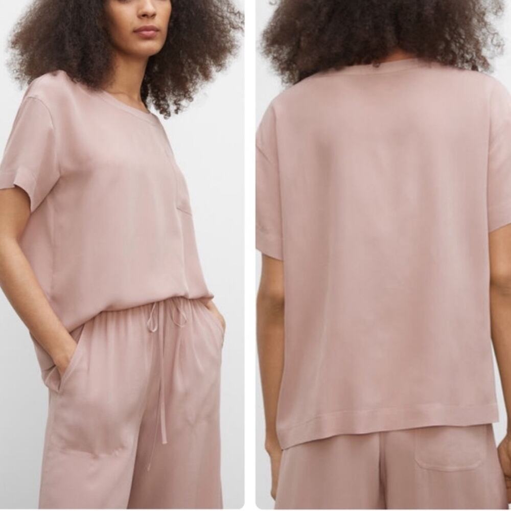 Club Monaco Silk Relaxed Tee in Pink Rose